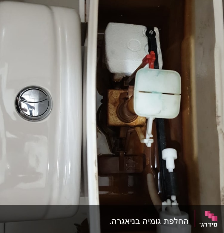 מיכל הדחה פתוח עם מנגנון פנימי